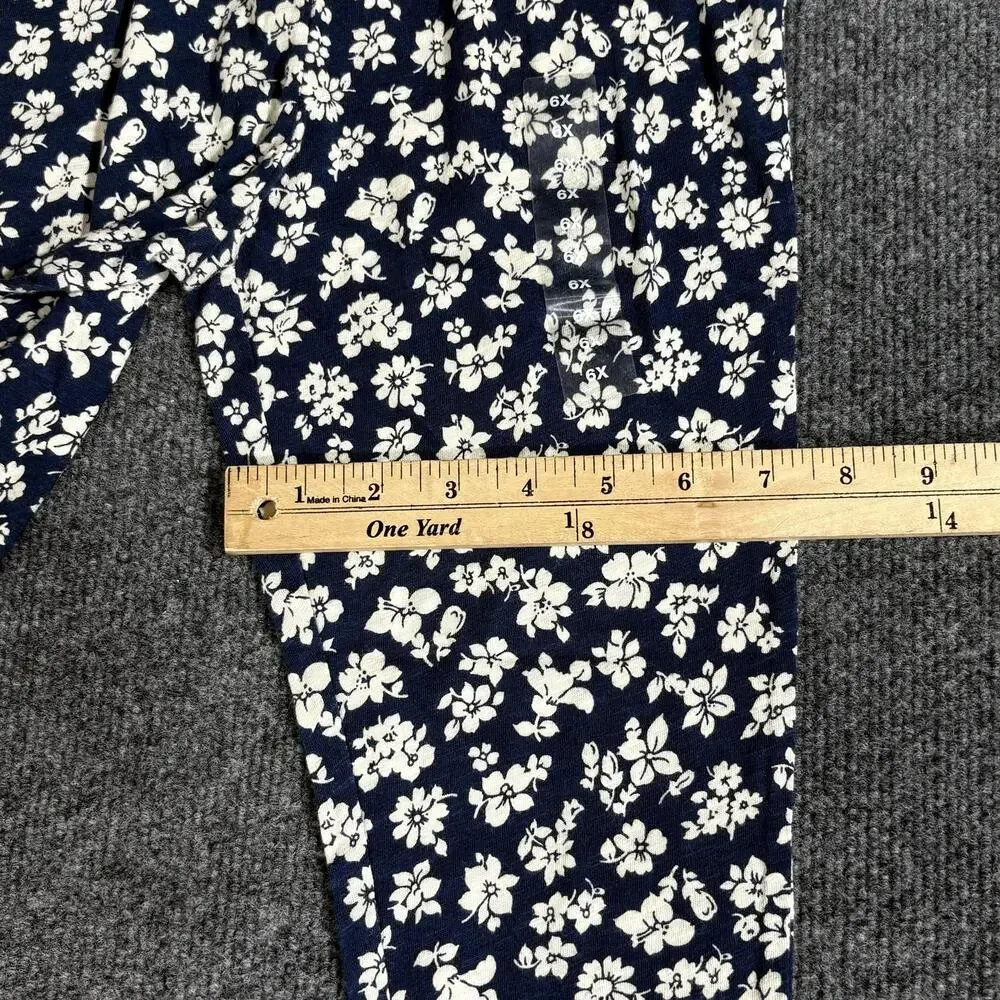 Polo Ralph Lauren Pants Girls 6X Blue Floral Jogger French Terry Elastic Waist